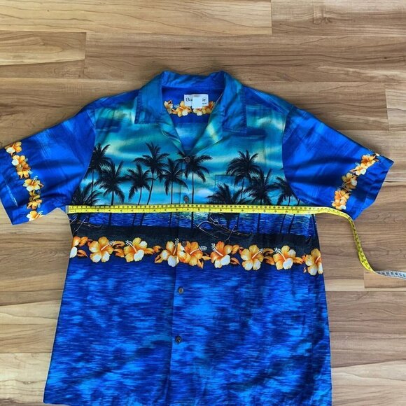 Bishop Street Men’s XL Hawaiian Short Sleeve Printed Button Shirt Blue Floral - Picture 6 of 12
